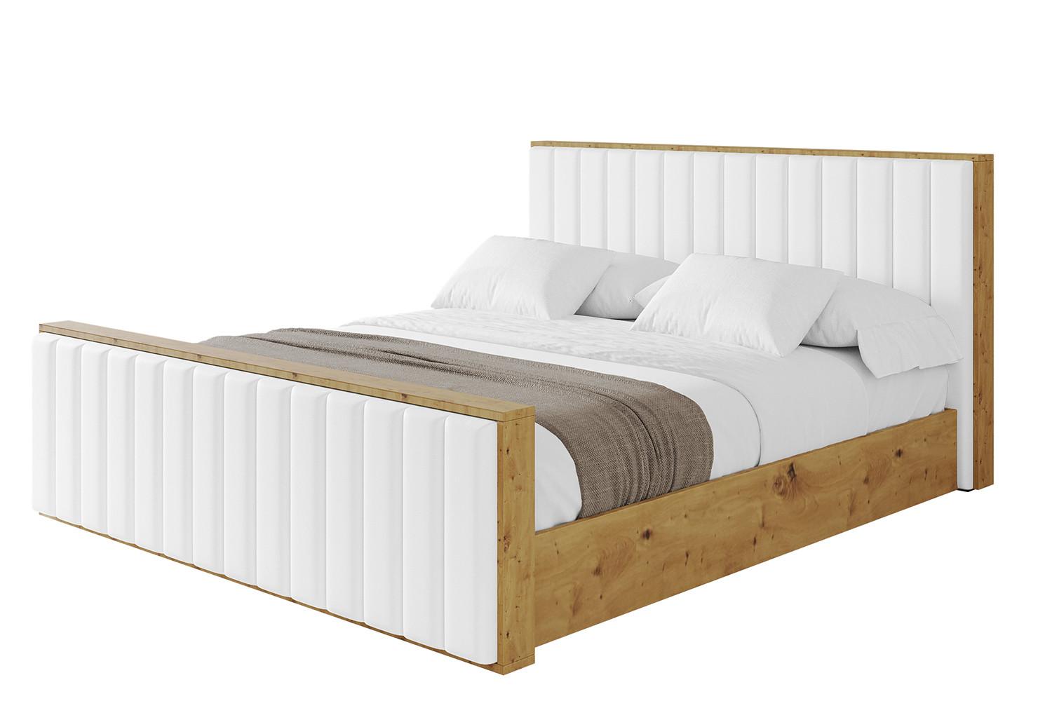 POLSTERBETT mit Bettkasten, Fußteil und Lattenrost, Boxbett mit Matratze H3/H4 - ENZO4-Z 180x200 Weiß Kunstleder - Weiß Hochglanz, Holzwerkstoff/Textil (180/200cm) - ALTDECOR