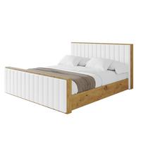 POLSTERBETT mit Bettkasten, Fußteil und Lattenrost, Boxbett mit Matratze H3/H4 - ENZO4-Z 180x200 Weiß Kunstleder - Weiß Hochglanz, Holzwerkstoff/Textil (180/200cm) - ALTDECOR