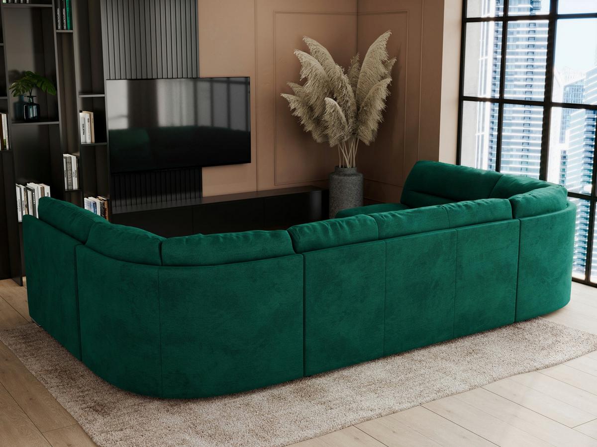 WOHNLANDSCHAFT COMODO U Dunkelgrün Velvet - Dunkelgrün/Silberfarben, Textil/Metall (340/93/206cm) - MKS