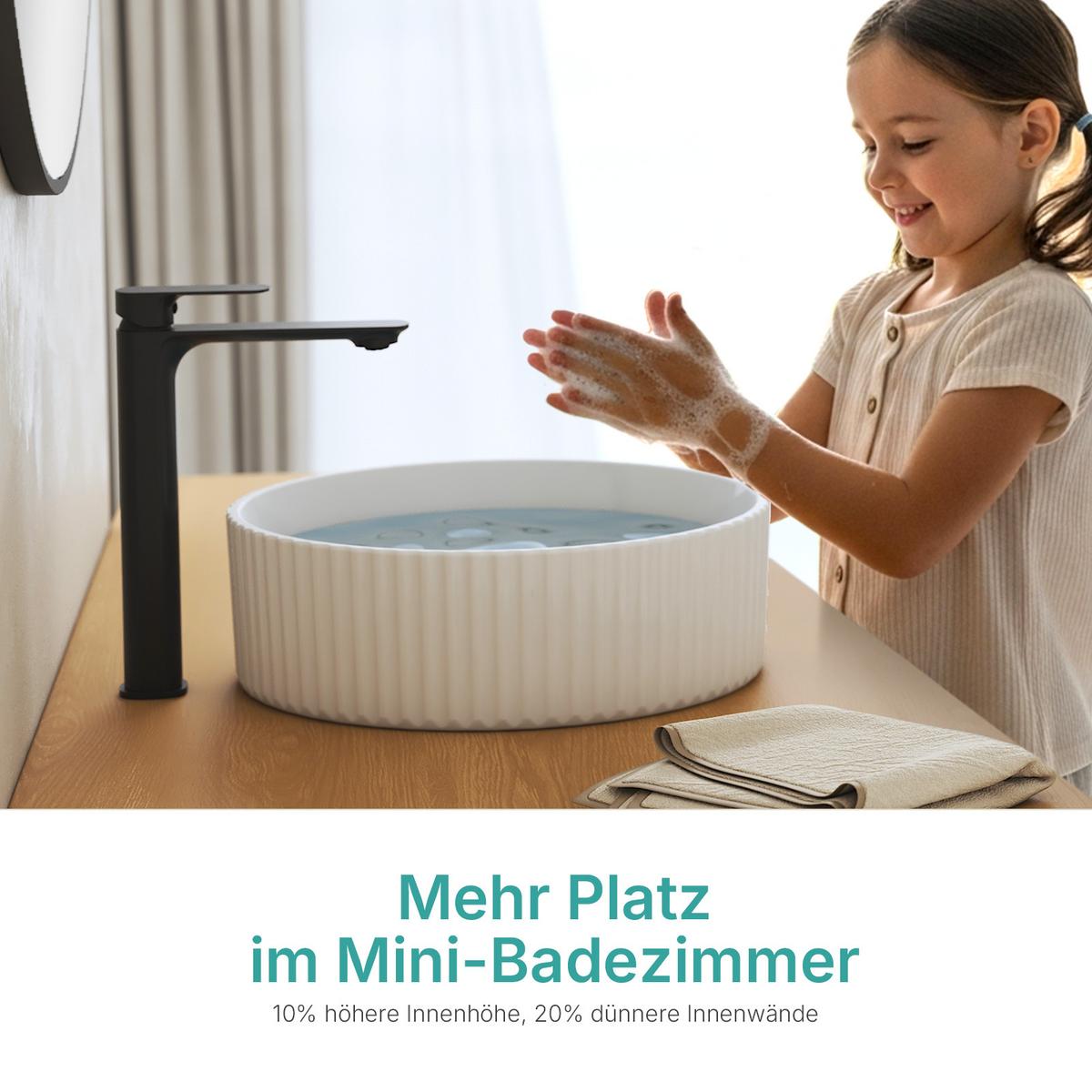 WASCHBECKEN Keramik mit vertikalen Rillen Weiß Ø36 / 11,5 cm - Weiß, Keramik (36/11.5/36cm) - EMKE