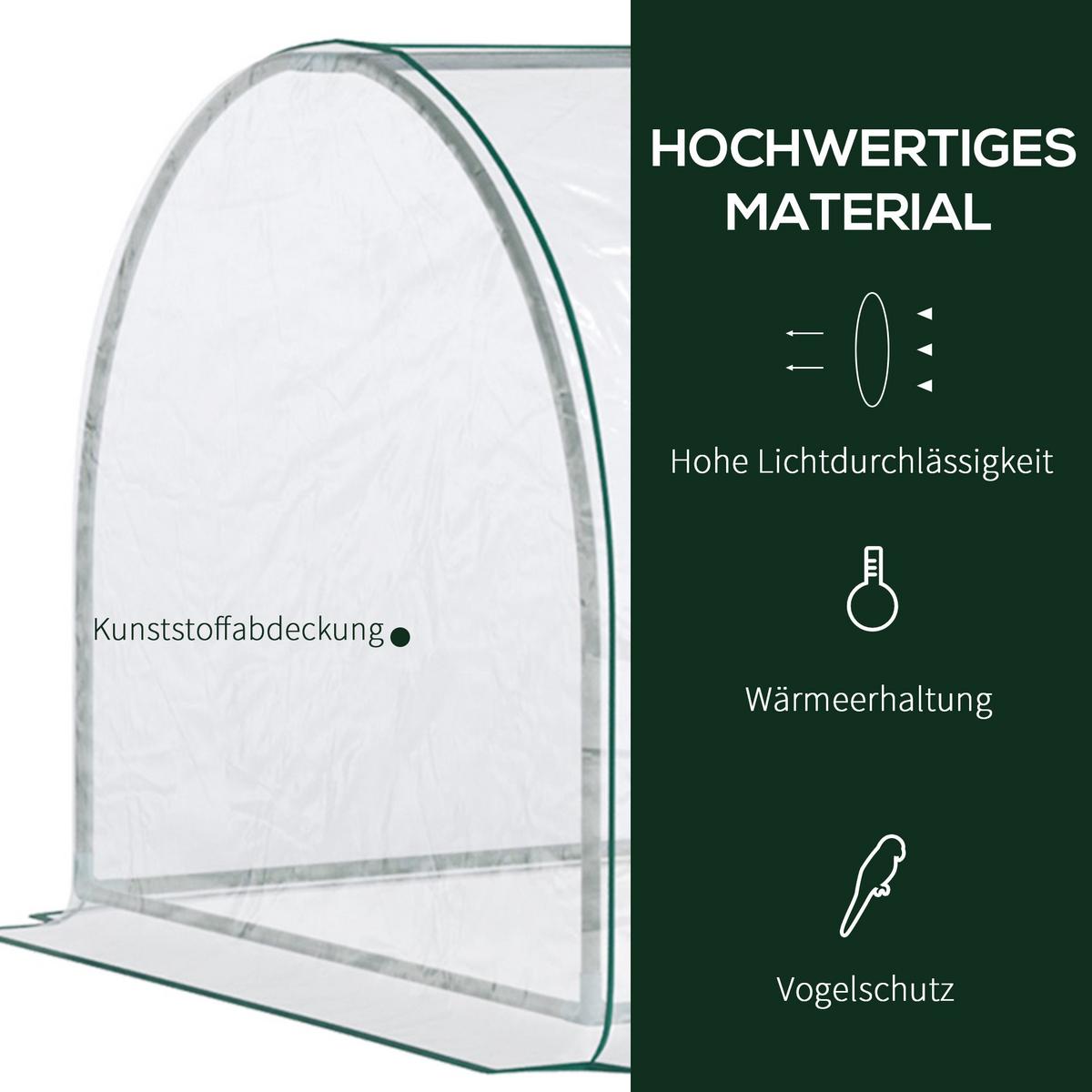 FOLIENGEWÄCHSHAUS, Transparent+Grün, kunststoff(Folie), Stahl(Gestell) - Grün, Metall (100/80/250cm) - Outsunny