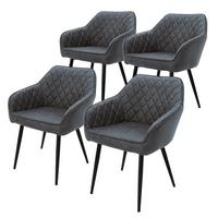 ESSZIMMERSTUHL 4er Set Anthrazit Kunstleder - Anthrazit/Schwarz, Kunststoff/Metall (63/80/60cm) - ML-DESIGN