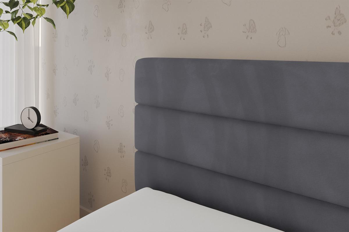 EINZELLBETT Jugendbett mit Bettkasten, Rechts - BEMY 100x200 Dunkelgrau - Titanfarben, Holzwerkstoff/Textil (100/200cm) - ALTDECOR