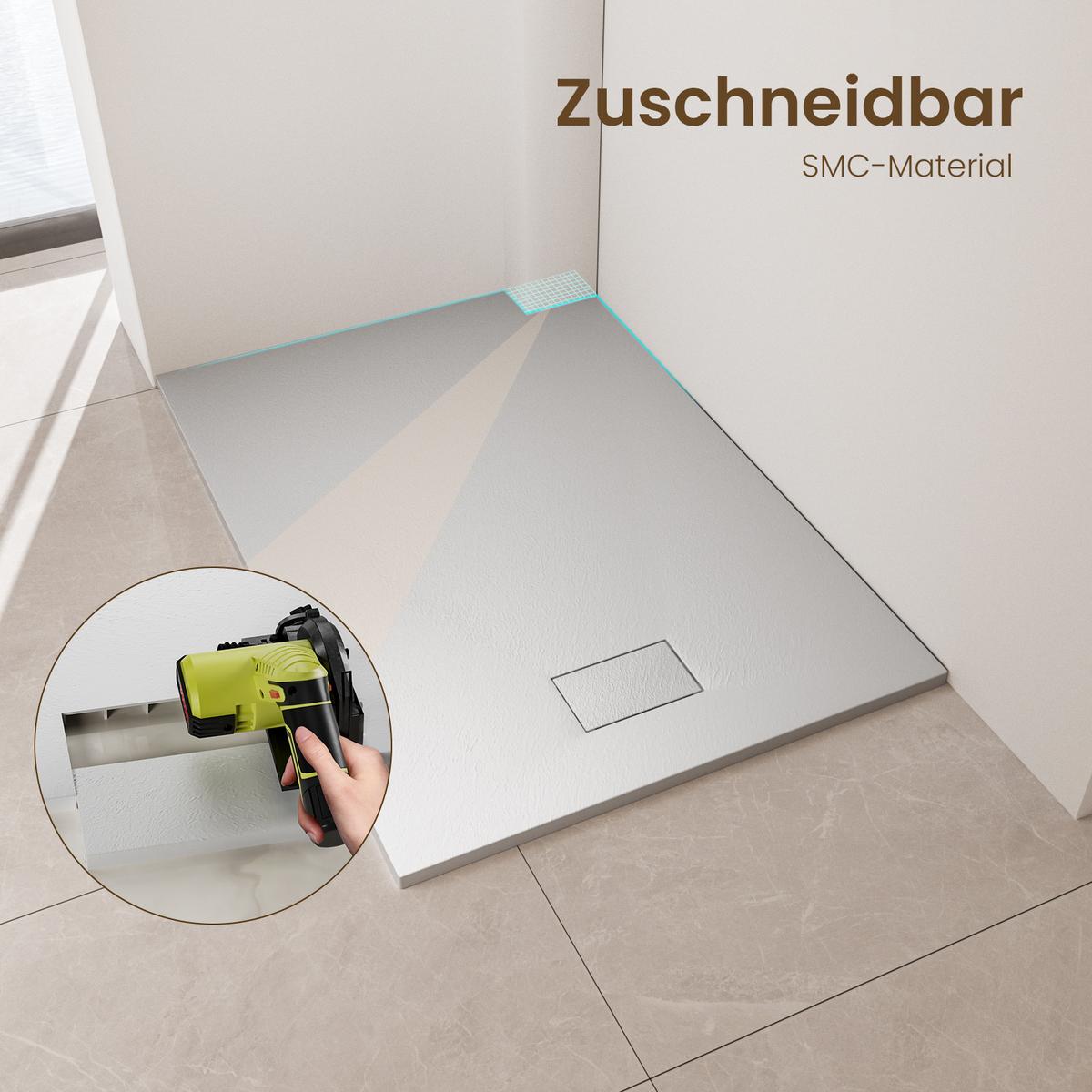 DUSCHWANNE mit rutschhemmender Oberfläche 120/90 cm, Weiß - Weiß, Kunststoff (120/2.6/90cm) - EMKE