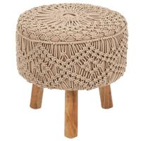 HOCKER Makramee Baumwolle Dunkelbeige Manzai - Beige, Textil (40/44/40cm) - Beliani