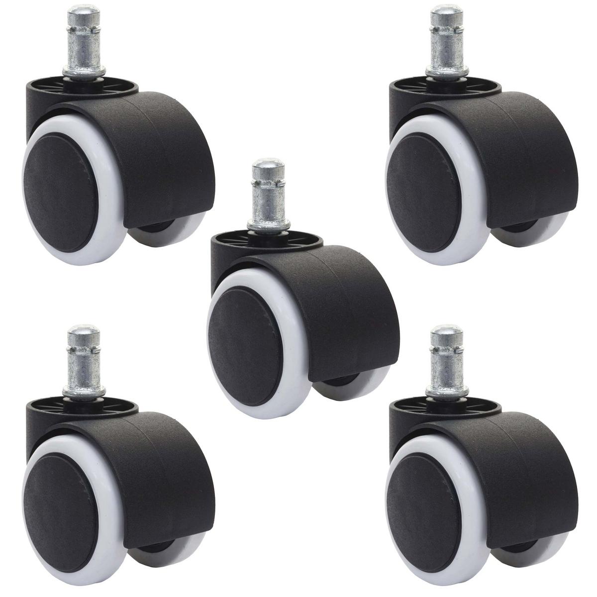 HARTBODENROLLEN 5ER SET Schwarz, Weiß 5er-Set - Schwarz/Weiß, Metall (1/1/1cm) - MCW