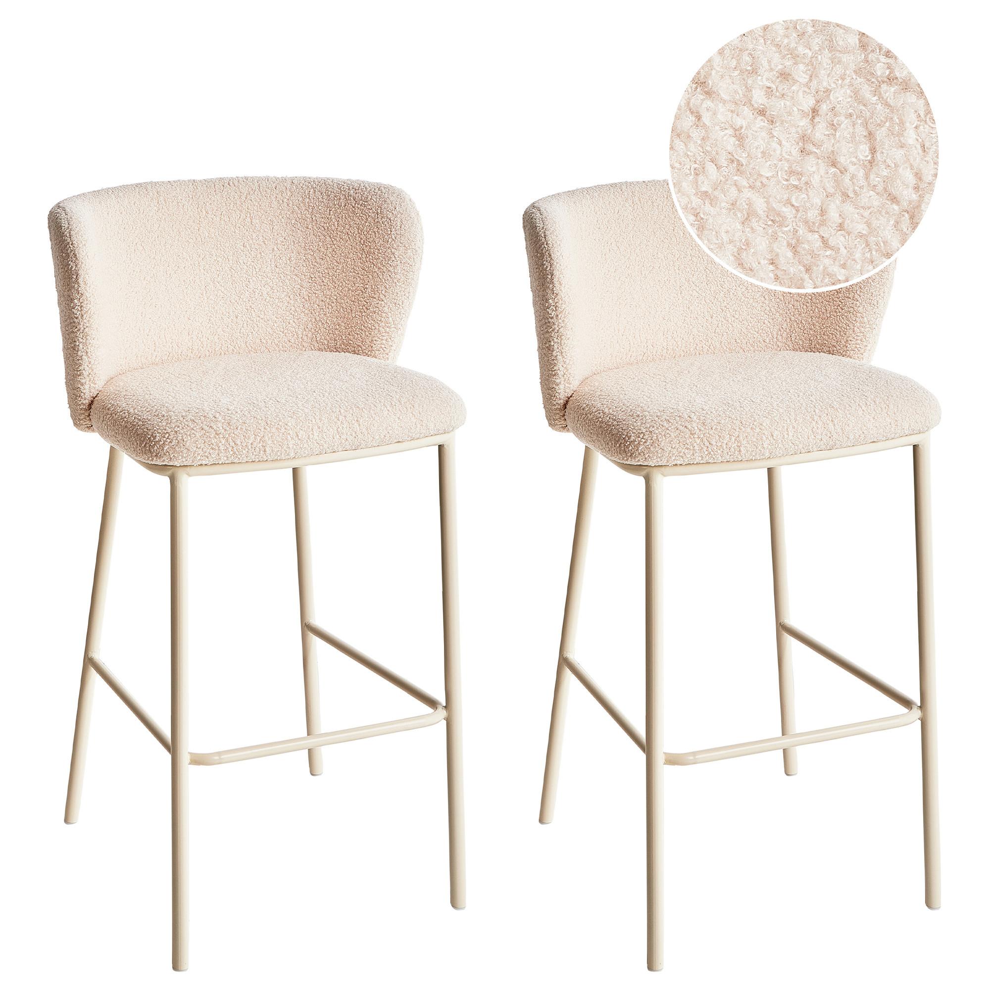 BARSTÜHLEN 2er-Set Beige Mina II - Beige, Textil (52/98/46cm) - Beliani