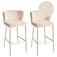 BARSTÜHLEN 2er-Set Beige Mina II - Beige, Textil (52/98/46cm) - Beliani
