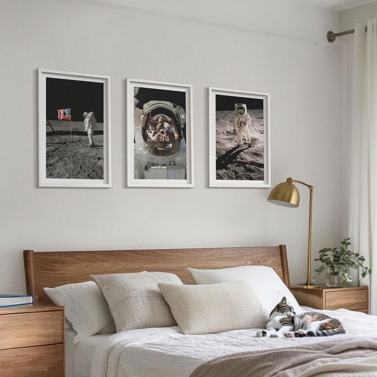 BILDER SET 3er Set - 40x60 cm Weißer Rahmen - NASA-Mondlandung - Weiß, Kunststoff (40/60cm) - TULUP