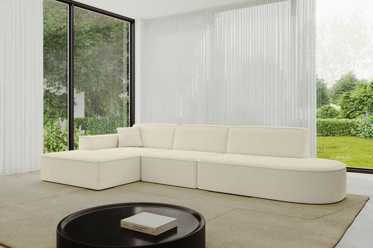 ECKSOFA Ottomane Links IREA-L2-v4 - 327x165x77 cm Beige - Hellbraun/Creme, Holzwerkstoff/Textil (327/165cm) - ALTDECOR