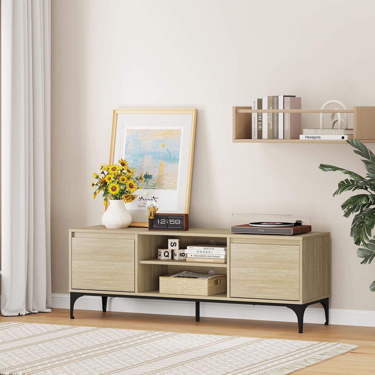 TV-ELEMENT Kistiandi - Eichefarben, Holzwerkstoff/Metall (140/50/40cm) - [en.casa]