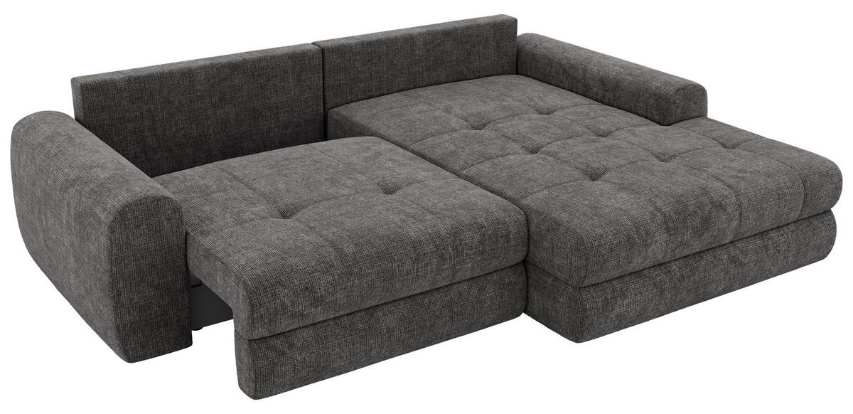 ECKSOFA ARELIA L - Dunkelgrau Schenille grob gewebt - Links Seite - Dunkelgrau/Schwarz, Kunststoff/Textil (292/205cm) - MKS
