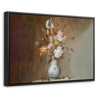 LEINWAND Bilder mit Rahmen - Alte Meister - Blumen - Balthasar van der Ast - 30x20 - Hellbraun, Textil (30/20cm) - MuchoWow