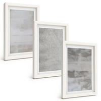 BILDER SET 3er Set - 20x30 cm Weißer Rahmen - Moderne minimalistische Texturen - Weiß, Kunststoff (20/30cm) - TULUP