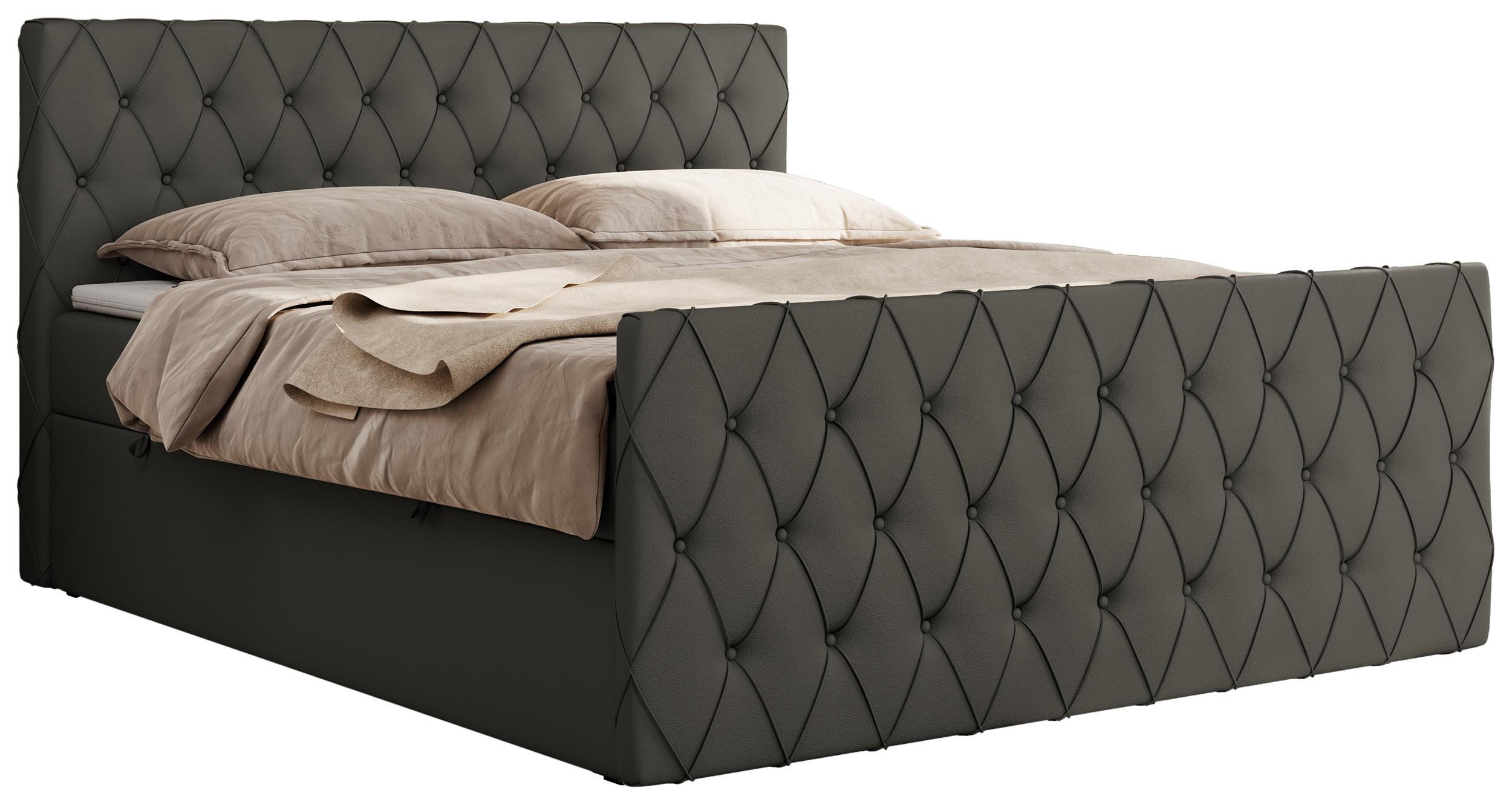 BOXBETT MIREN DUO 140/200 - Grau Kunstleder - H3 - Grau, Holz/Textil (140/200cm) - MKS