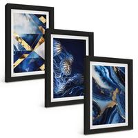 BILDER SET 3er Set - 20x30 cm Schwarzer Rahmen - Abstrakte, elegante Muster - Schwarz, Kunststoff (20/30cm) - TULUP