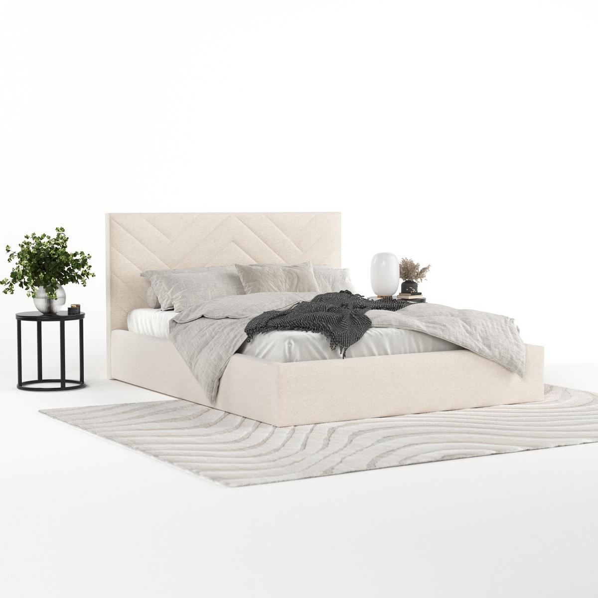 POLSTERBETT Arco 140/200 cm Ecru im Asti Stoff - Ecru/Schwarz, Holz/Holzwerkstoff (140/200cm) - AltaBeds