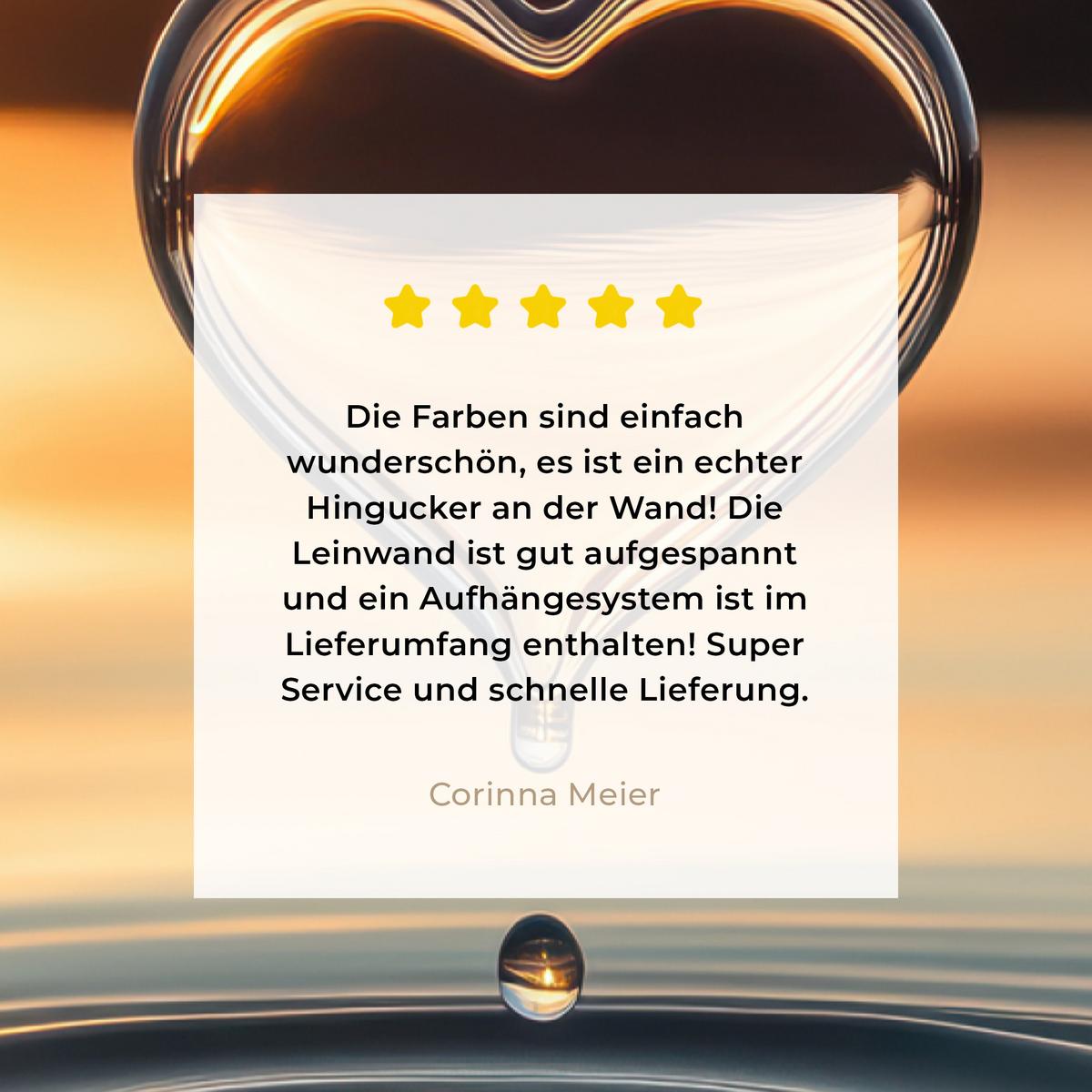 LEINWANDBILD Herz - Wasser - Sonnenuntergang - Natur - Zen Wanddeko Schlafzimmer 60x90 cm - Bernsteinfarben, Textil (60/90cm) - MuchoWow