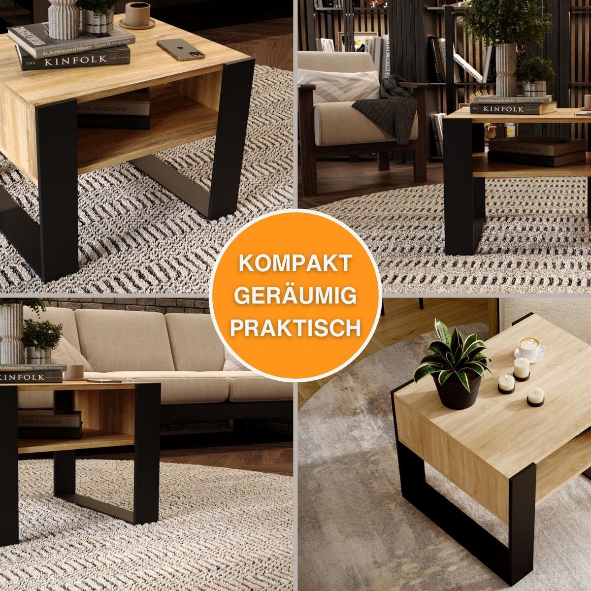 COUCHTISCH Karo65 65/45/53,6 - Alteiche/Schwarz, Holzwerkstoff (53.6/65/45cm) - RAUMHIRSCH FURNITURE