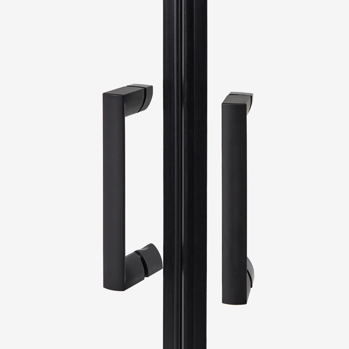 DUSCHKABINE 90/90/185 cm Schwarz Jukatan - Transparent/Schwarz, Glas (90/90/185cm) - Beliani