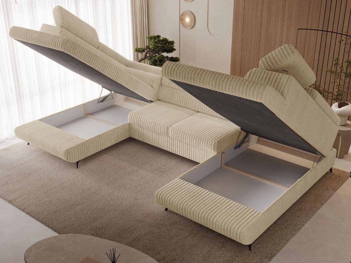 ECKSOFA U Argon Beige - Beige/Schwarz, Holz/Textil (322/190cm) - Graingold