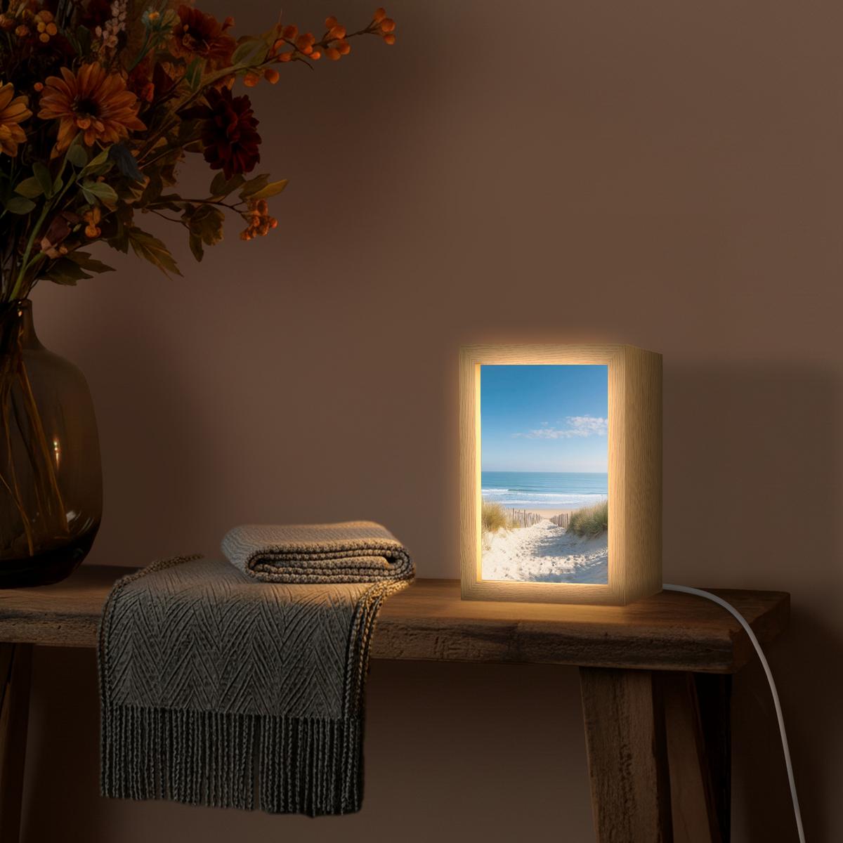 WANDLEUCHTE Strand - Meer - Düne - Sand - Sommer 15x20 cm - Sandfarben, Holzwerkstoff (15/20/8cm) - OnlyWow