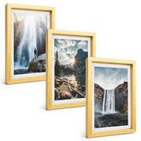 BILDER SET 3er Set - 20x30 cm Goldrahmen - Wasserfälle, Berge, Landschaften, Natur - Goldfarben, Kunststoff (20/30cm) - TULUP