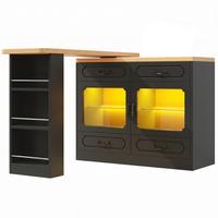 BARTISCH schwarz & eiche-optik ausziehbar mit 360° drehfunktion & led - Schwarz, Holzwerkstoff (39/203/92.8cm) - Urban Meuble