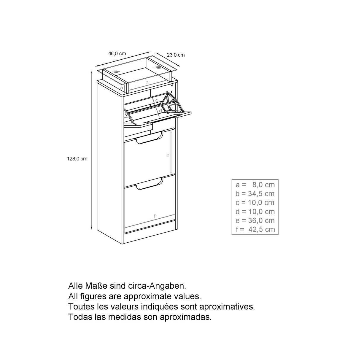 SCHUHSCHRANK Space Avola-Anthrazit - Anthrazit, Holzwerkstoff (46/128/23cm) - Vladon