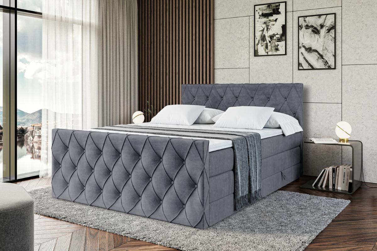 BOXSPRINGBETT AMAY-Z KING - 140x200 - H3/H4 - Dunkelgrau - Dunkelgrau, Holzwerkstoff (140/200cm) - ALTDECOR