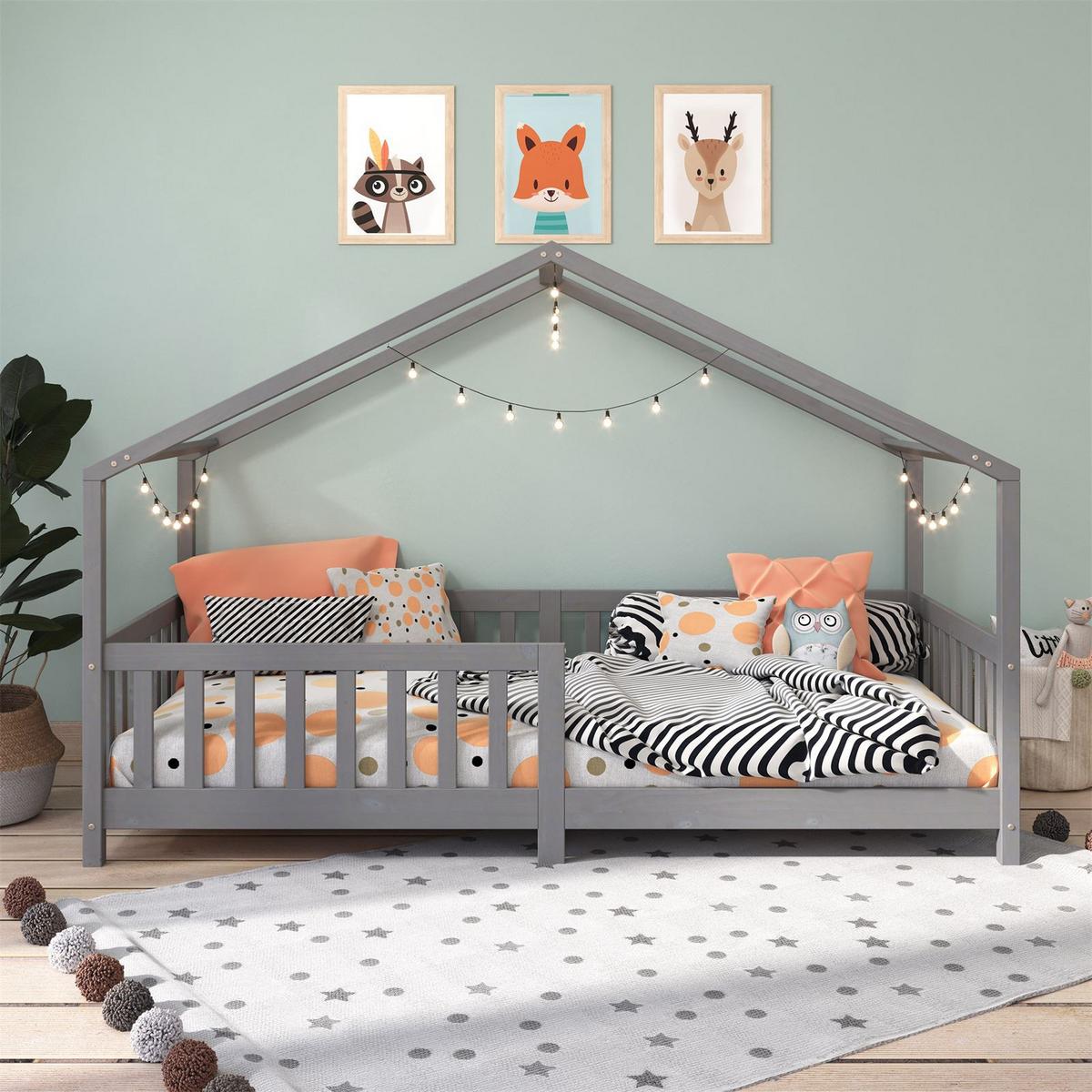 HAUSBETT LISAN 90x200 cm grau - Grau, Holz (96/138/206cm) - IDIMEX