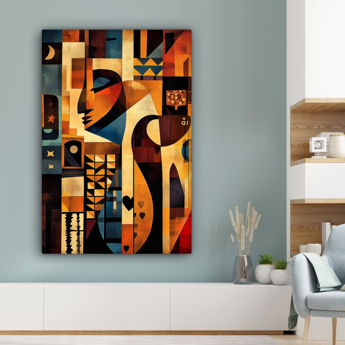 LEINWANDBILD Figuren - Abstrakt - Symbole Deko XXL 80x120 cm - Terracotta, Textil (80/120cm) - MuchoWow