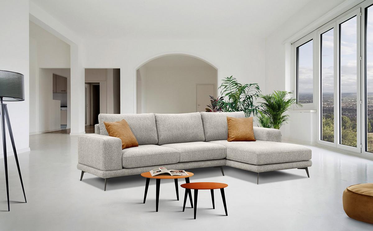 ECKSOFA MEDIOLANE 4-Sitzer, hellgrau - Hellgrau, Holzwerkstoff/Textil (282/219cm) - Wozimo