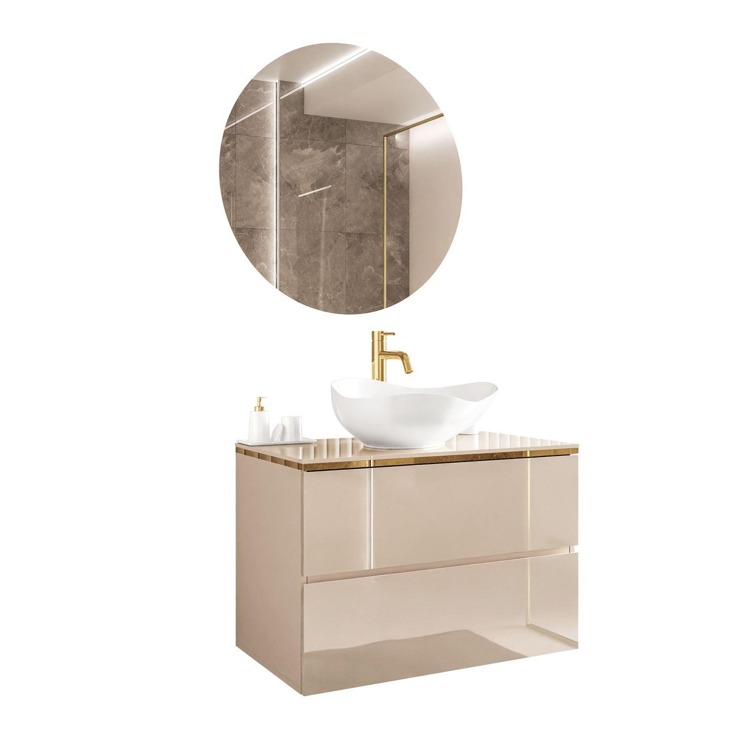 BADMÖBEL-SET AURORA KASCHMIR GOLD - Kaschmir, Holzwerkstoff (80/55/45cm) - Lookway