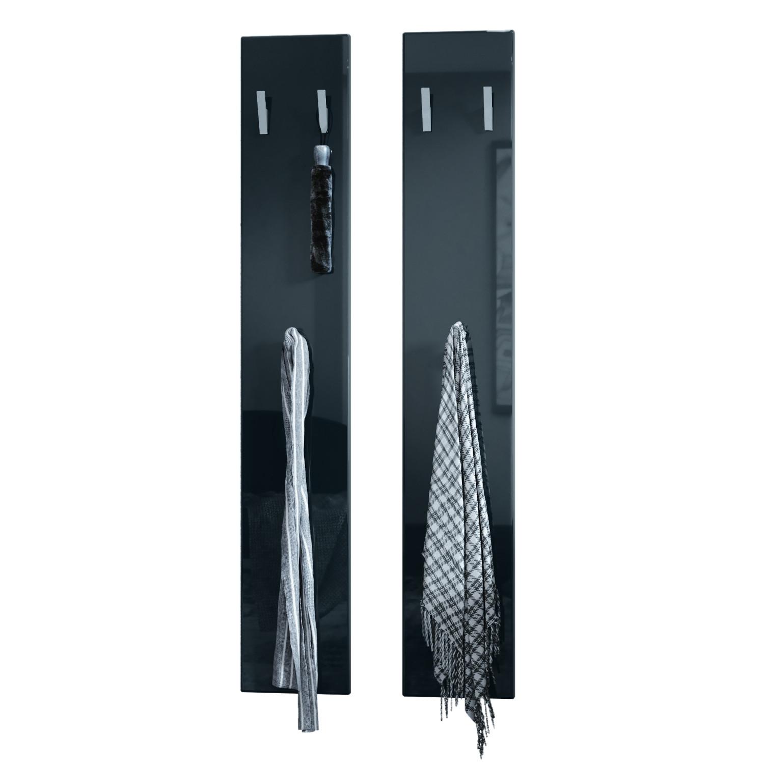 GARDEROBENPANEEL Wandpaneel Schwarz Hochglanz - Schwarz Hochglanz, Holzwerkstoff (24/140/2cm) - Vladon