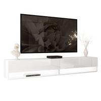 HÄNGESCHRANK TV-Möbel CALANTE 180 cm mit LED-Beleuchtung - Weiß Hochglanz, Holzwerkstoff (180/30/35cm) - Lookway