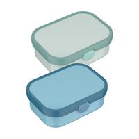 BROTDOSEN MIT EINSATZ & GABEL Campus Cool Blue & Cool Mint 700 ml 2er Set - Blau/Mintgrün, Kunststoff (13.2/6.1/17.8cm) - Mepal