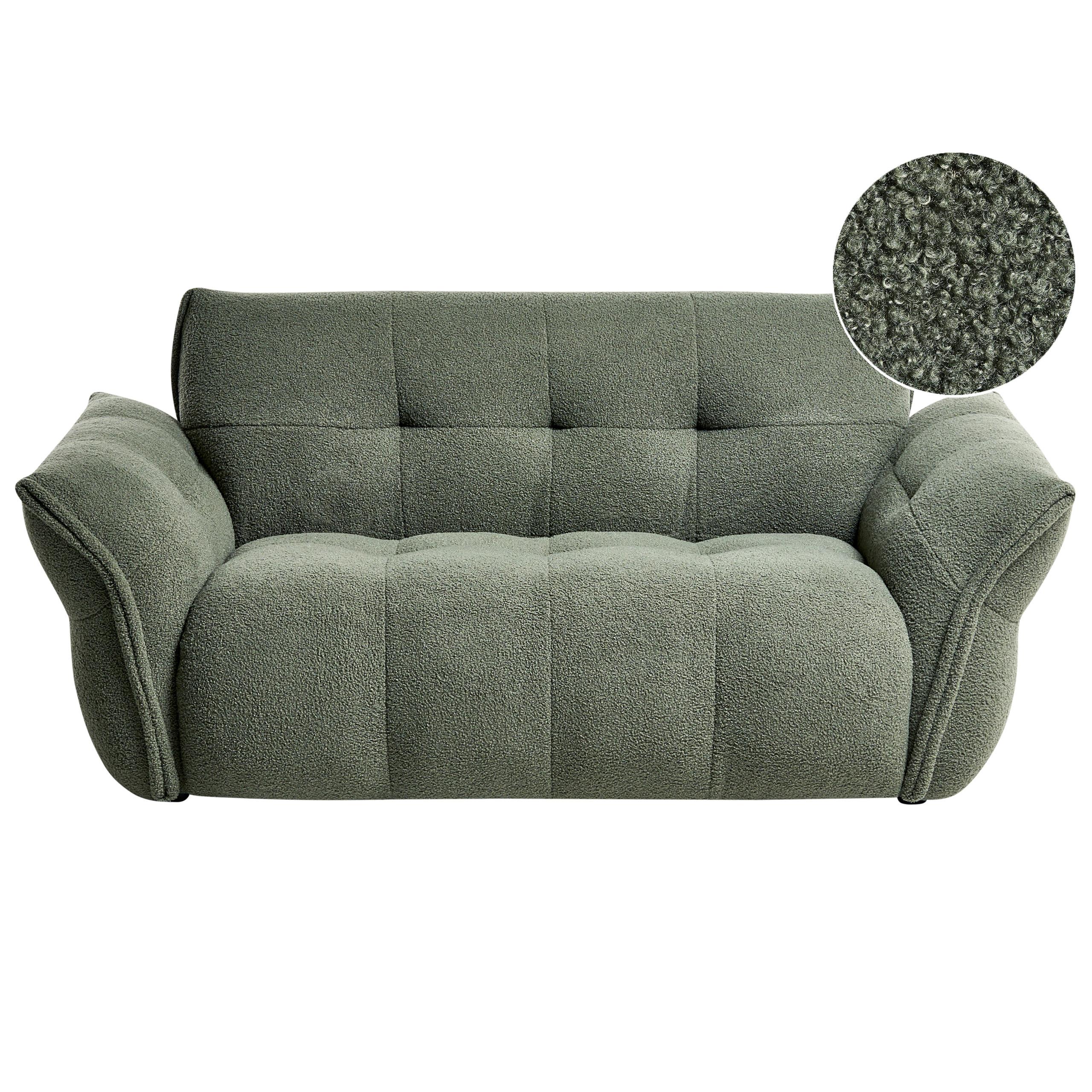 2-SITZER-SOFA Bouclé Grün Halba - Grün, Textil (174/80/85cm) - Beliani