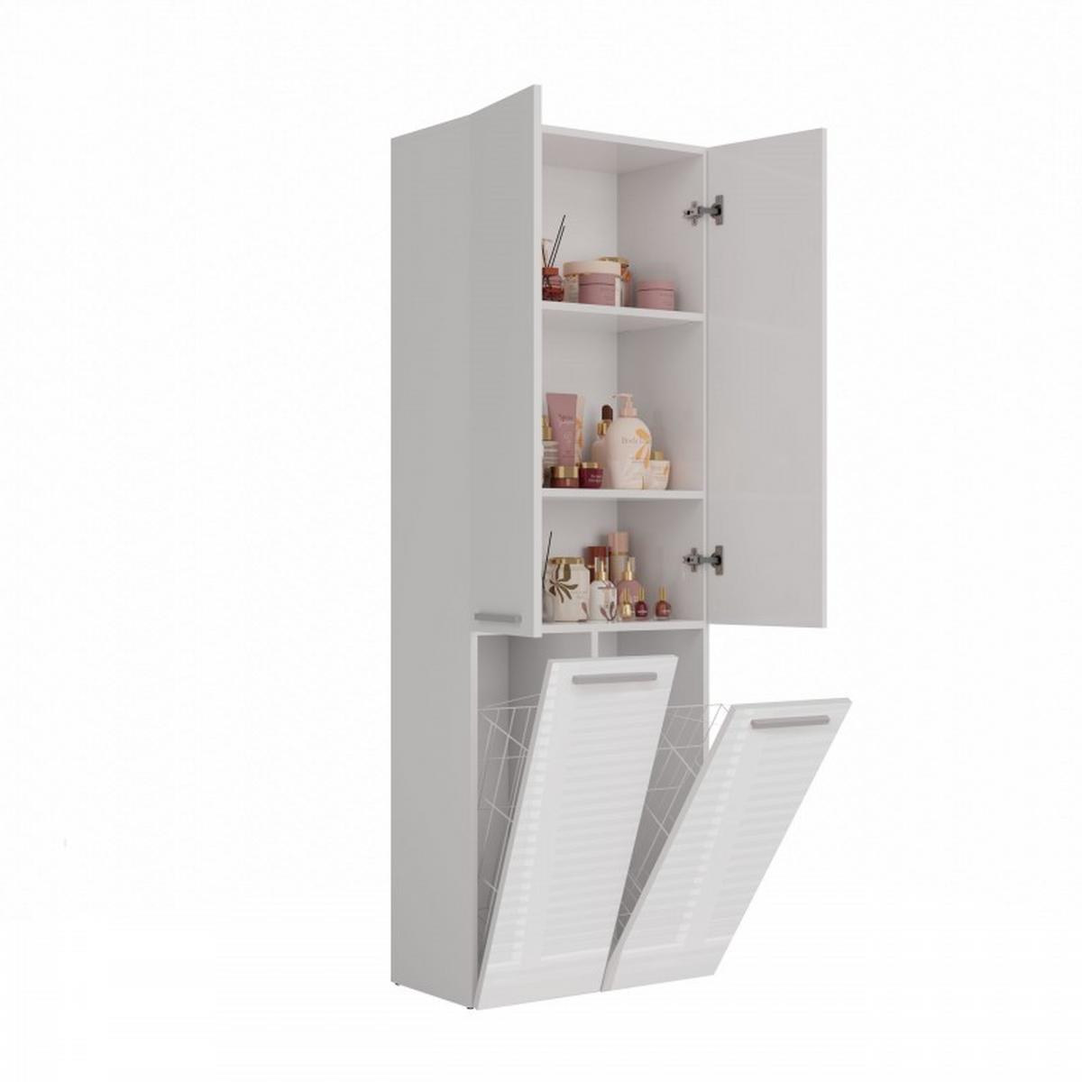 BADEZIMMERSCHRANK Weiß, Hochglanz Weiß 60/174/30 - Weiß, Holzwerkstoff (60/174/30cm) - RAUMHIRSCH FURNITURE