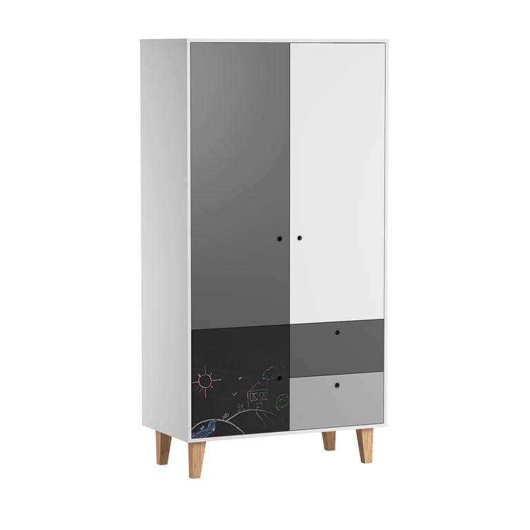 SCHRANK grau und schwarz - Grau, Holzwerkstoff (103.5/201.5/55cm) - Petits-meubles