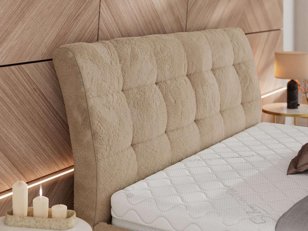 POLSTERBETT GALA CLASSIC 200/200 - Beige Plüsch - ohne Matratze - Beige, Textil (200/200cm) - MKS