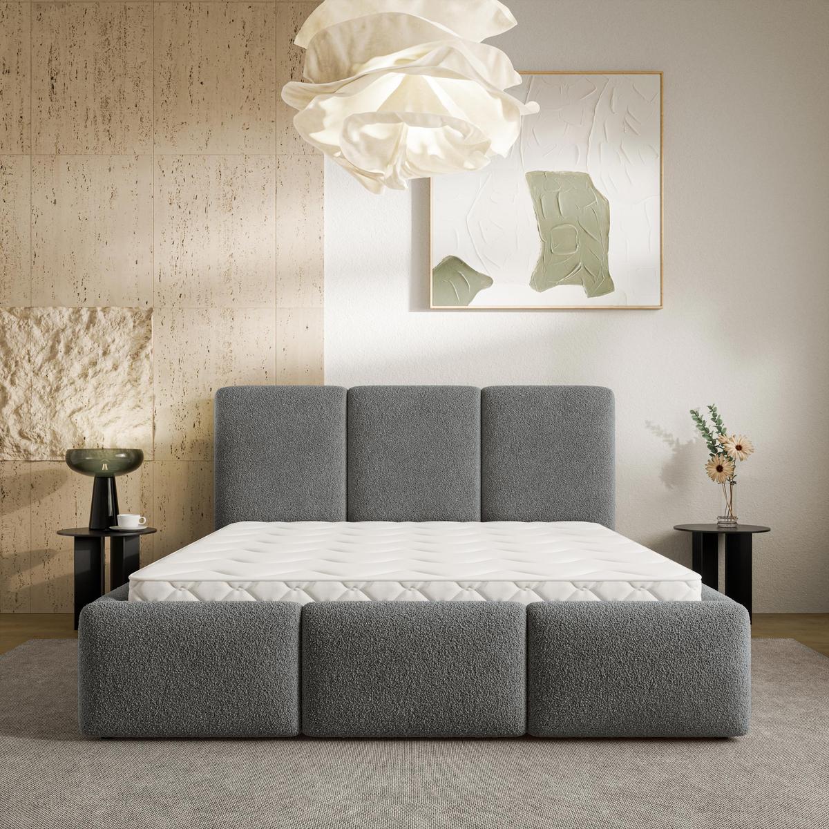 POLSTERBETT ARSIL 120x200 cm mit Bettkästen - Grau - Grau, Holz/Textil (120/200cm) - MASSENO