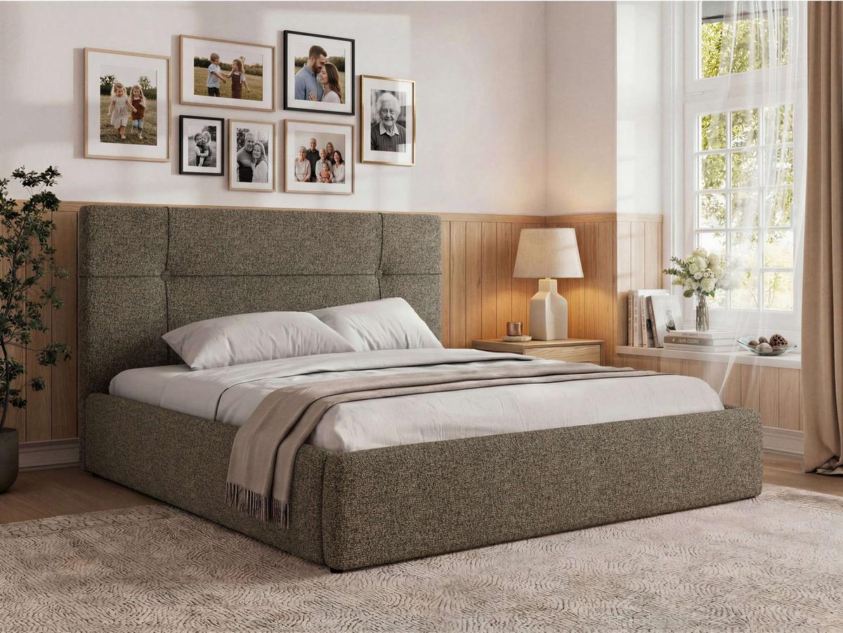 POLSTERBETT CALERIO CLASSIC 160/200 - Grau Stukture - ohne Matratze - Schwarz/Grau, Kunststoff/Textil (160/200cm) - MKS