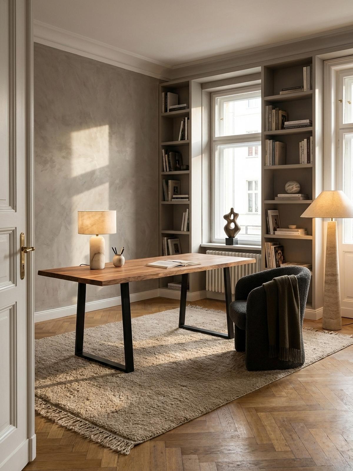 SCHREIBTISCH Massivholz Baumkante Handgefertigt Akazie TARN, Goldbraun-Schwarz 140x80x76 cm - Schwarz/Braun, Holz/Metall (80/140/76cm) - KADIMA DESIGN