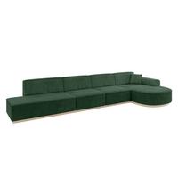 ECKSOFA Ottomane Rechts ARRIO-L3 - 413x171x83 cm Grün - Grün, Holzwerkstoff/Textil (413/171cm) - ALTDECOR