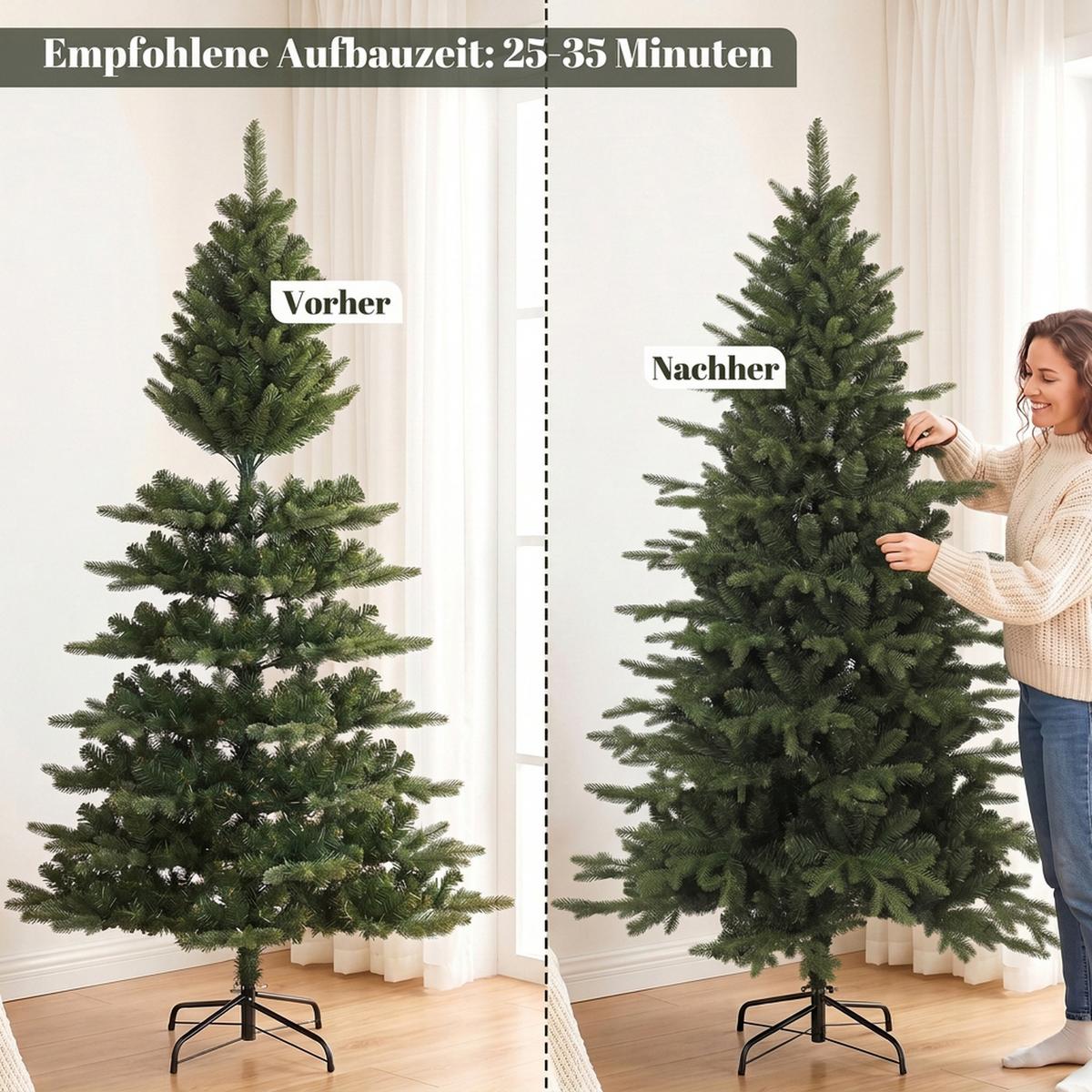KÜNSTLICHER-WEIHNACHTSBAUM PE PVC Grün - Grün, Kunststoff (180cm) - HOMCOM