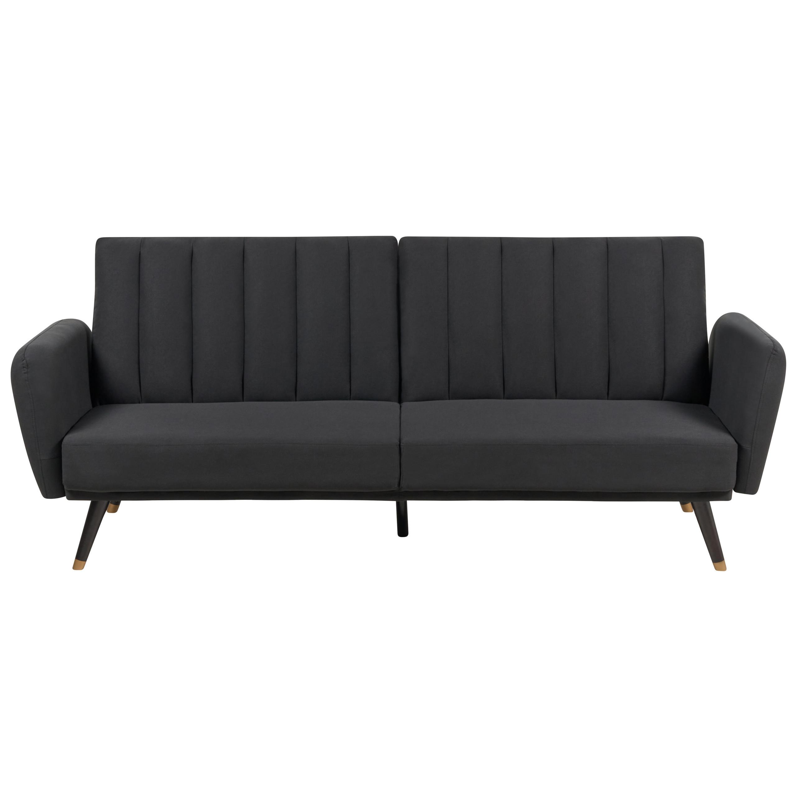 3-SITZER-SCHLAFSOFA Samtstoff schwarz Vimmerby - Schwarz, Textil (212/90/80cm) - Beliani