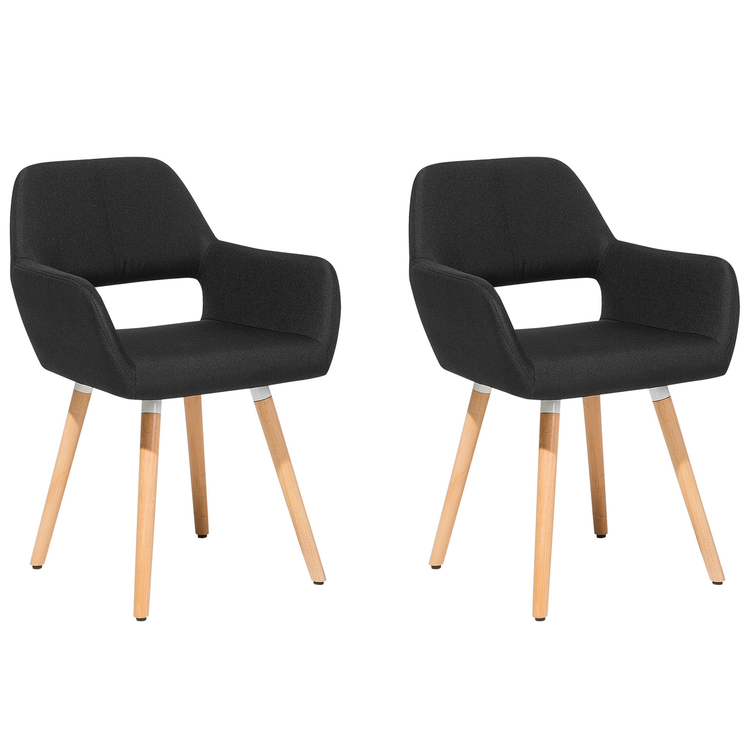 ESSZIMMERSTUHL 2er-Set Polsterbezug Schwarz Chicago - Schwarz, Holz/Textil (56/81/56cm) - Beliani