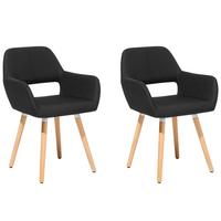 ESSZIMMERSTUHL 2er-Set Polsterbezug Schwarz Chicago - Schwarz, Holz/Textil (56/81/56cm) - Beliani