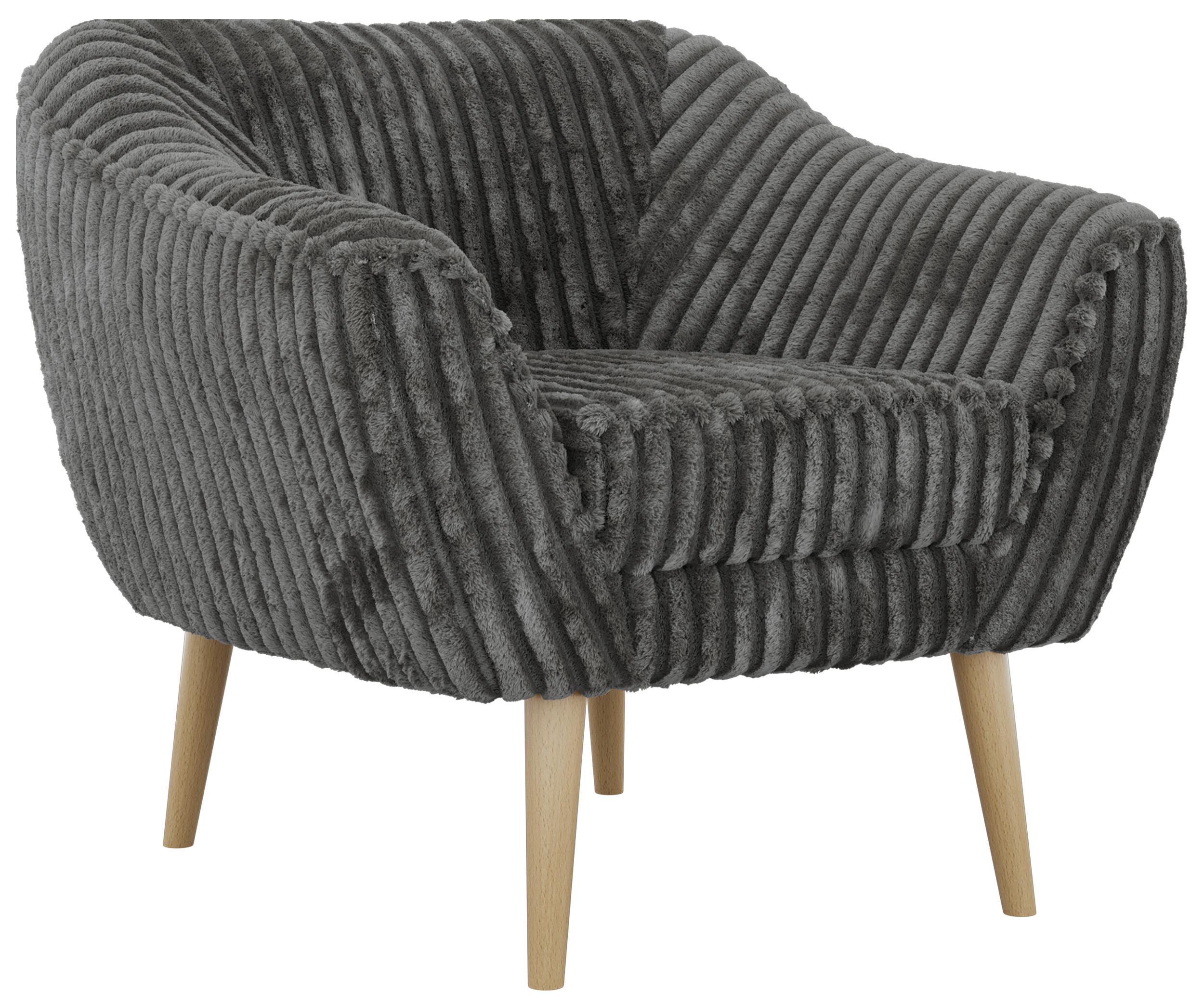 SESSEL PIRS - Grau Cord - Holzbeine - Buchefarben/Grau, Holzwerkstoff/Textil (80/75/74cm) - MKS